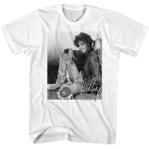 Whitney Houston White Adult S/S Tshirt