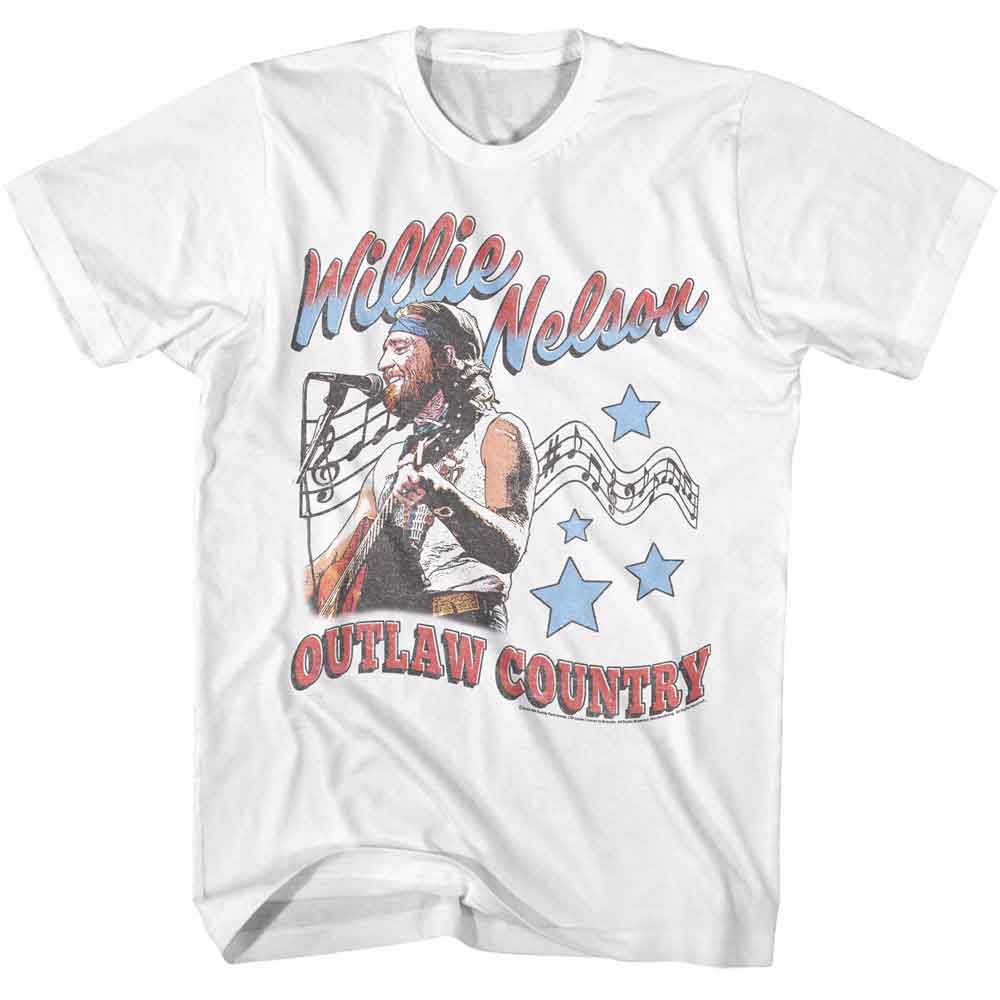 Willie Nelson White Adult S/S Tshirt