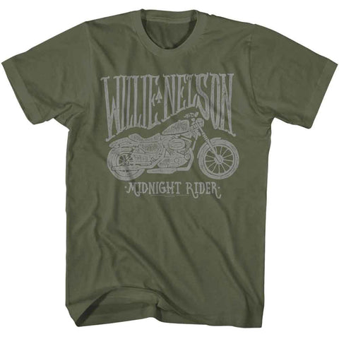 Willie Nelson Military Green Adult S/S Tshirt