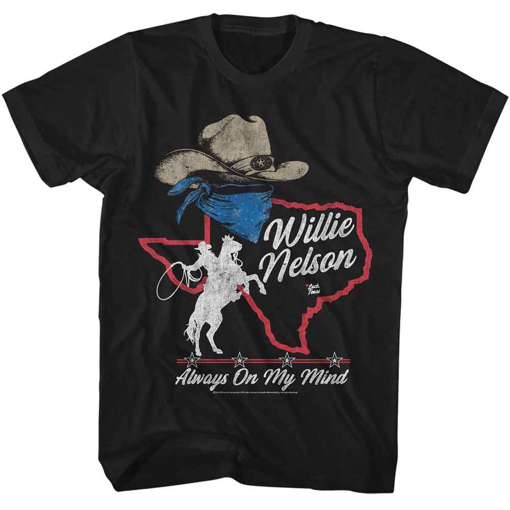 Willie Nelson Black Adult S/S Tshirt