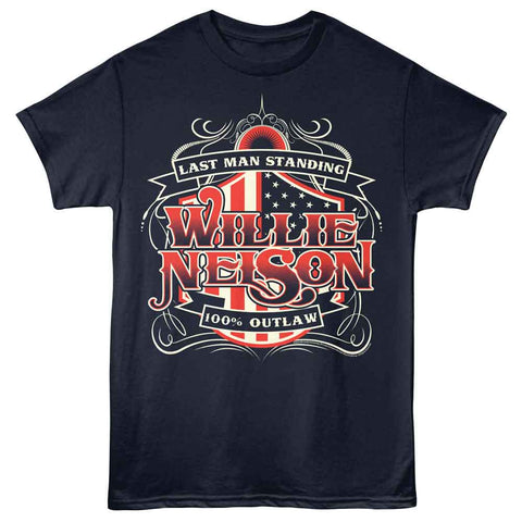 Willie Nelson Navy Adult S/S Tshirt