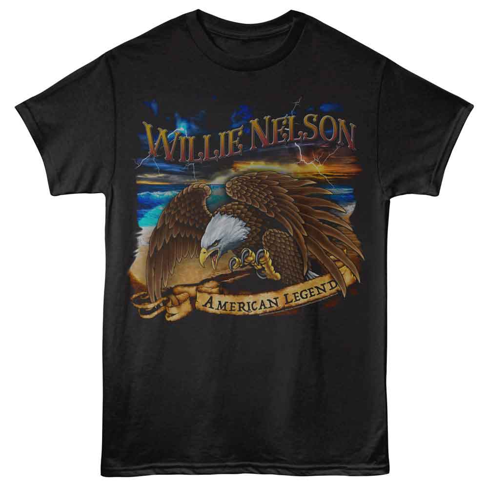 Willie Nelson Black Adult S/S Tshirt