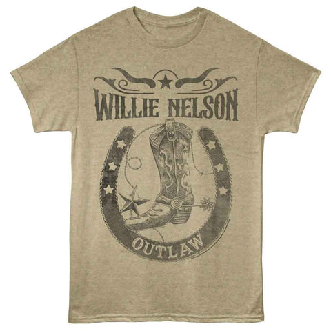 Willie Nelson Khaki Heather Adult S/S Tshirt