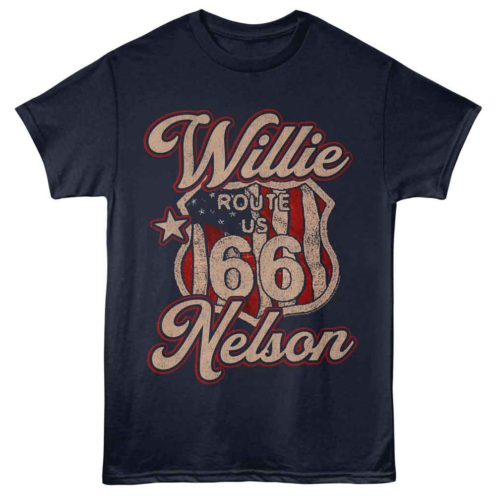 Willie Nelson Navy Adult S/S Tshirt