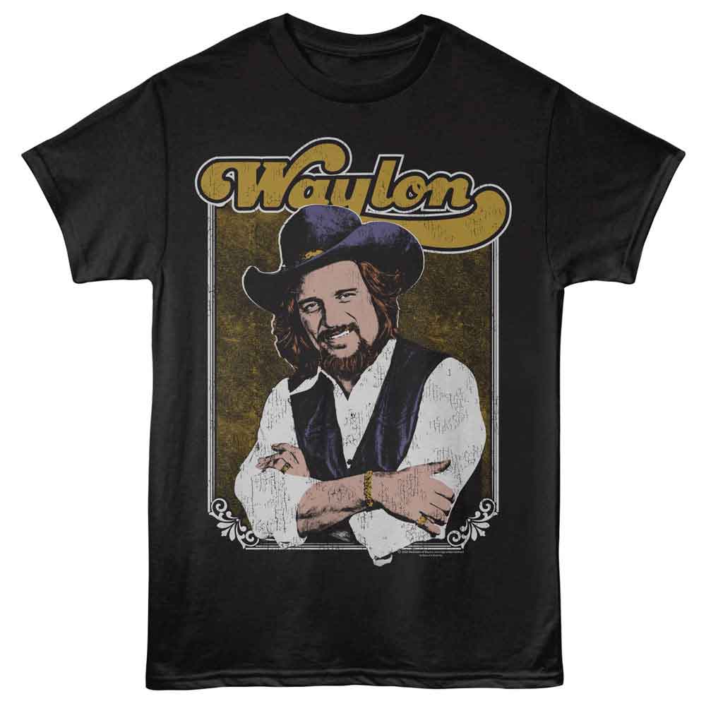 Waylon Jennings Black Adult S/S Tshirt