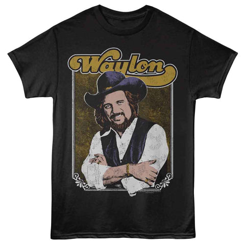 Waylon Jennings Black Adult S/S Tshirt