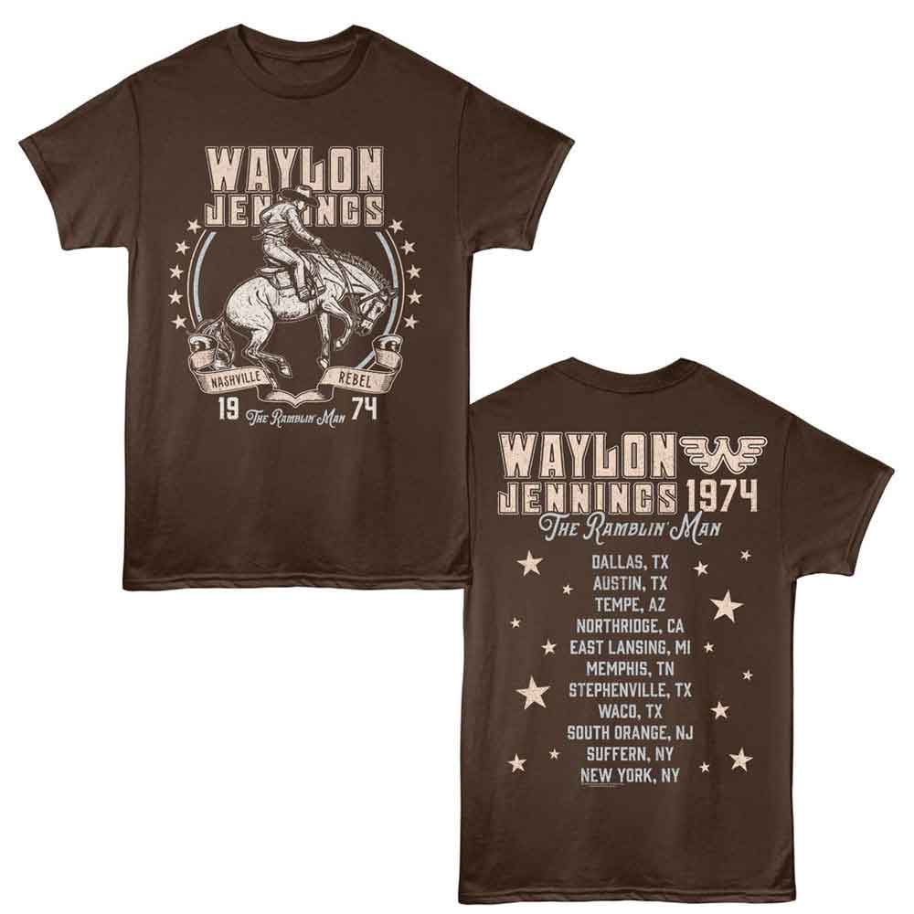 Waylon Jennings Dark Chocolate Adult S/S Tshirt
