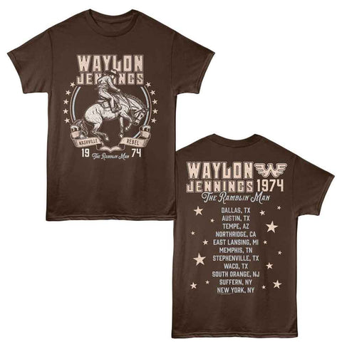Waylon Jennings Dark Chocolate Adult S/S Tshirt