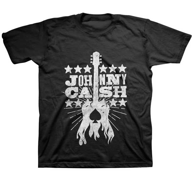 Johnny Cash Woodcut Guitar Youth T Shirt
