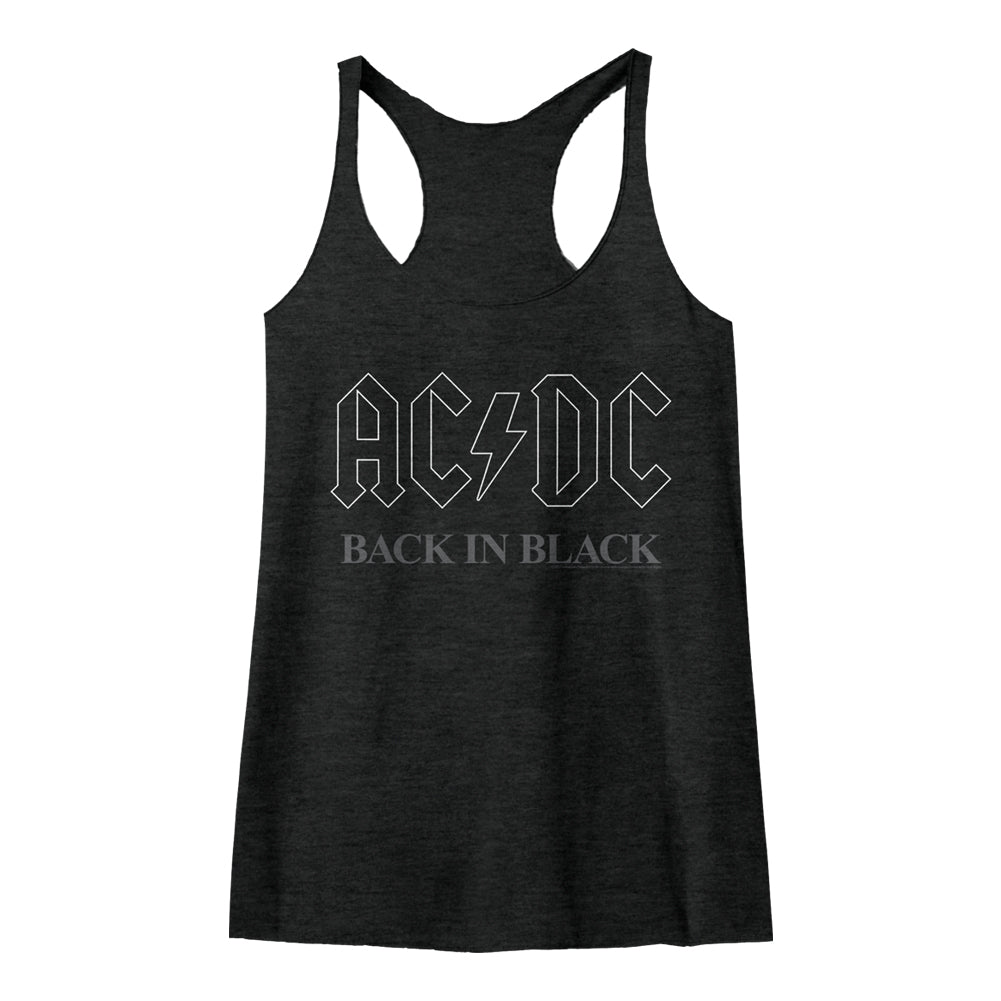 AC/DC Back In Black3 Ladies Raw Edge Racerback