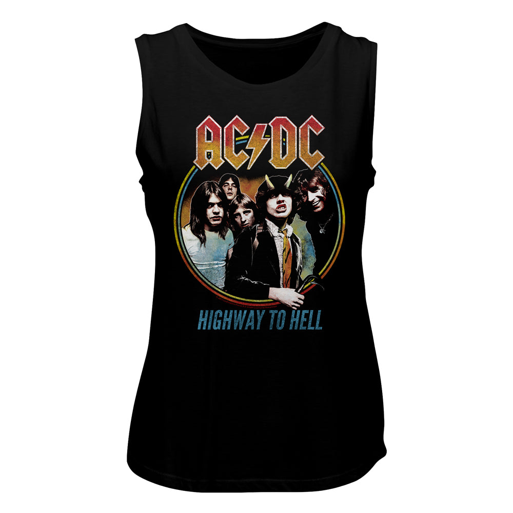 AC/DC Highway To Hell Tricolor Ladies Tank