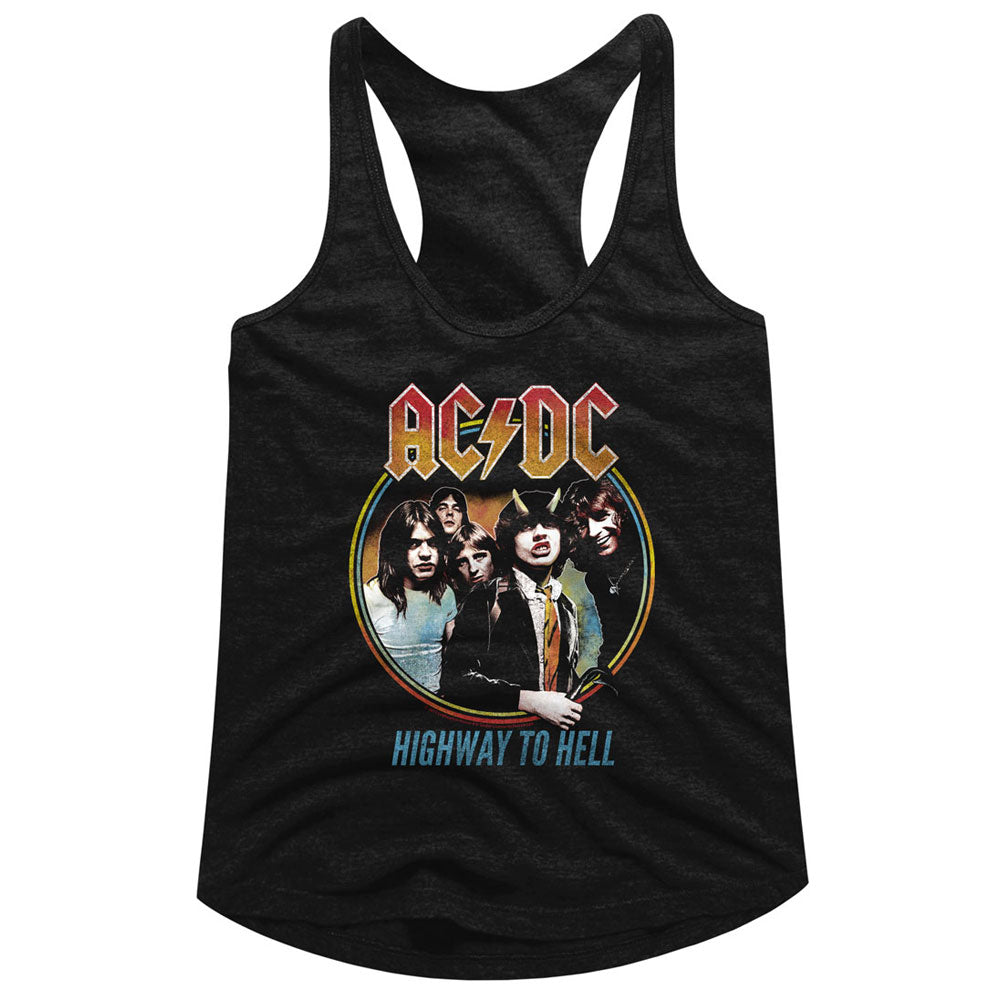 AC/DC Highway To Hell Tricolor Ladies Racerback