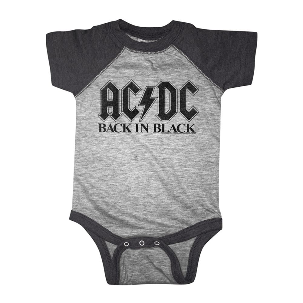 AC/DC Bib In Black Infant Baseball Bodysuit