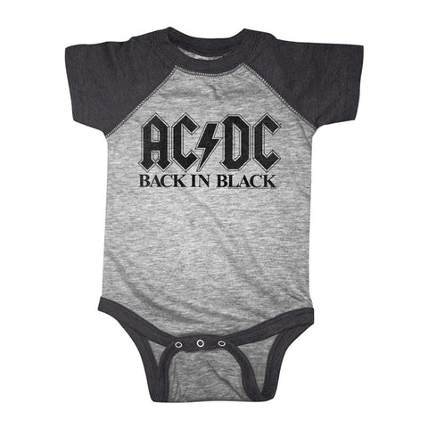 AC/DC Bib In Black Infant Baseball Bodysuit