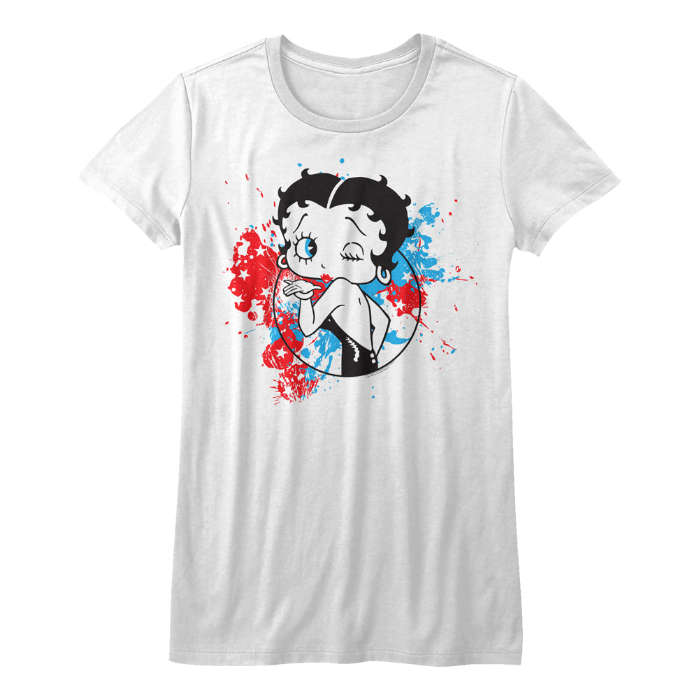 Betty Boop Red,White, And Blue Ladies T-Shirt