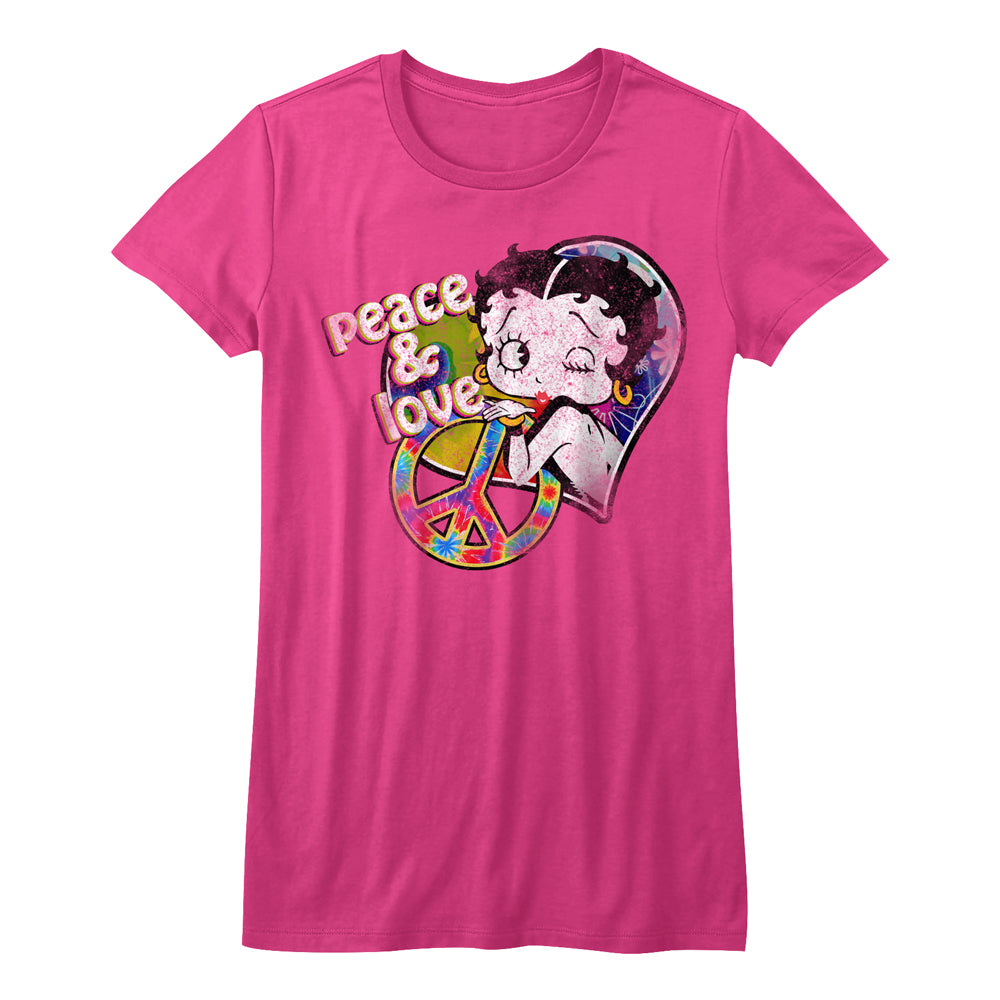 Betty Boop Peace & Love Juniors T-Shirt