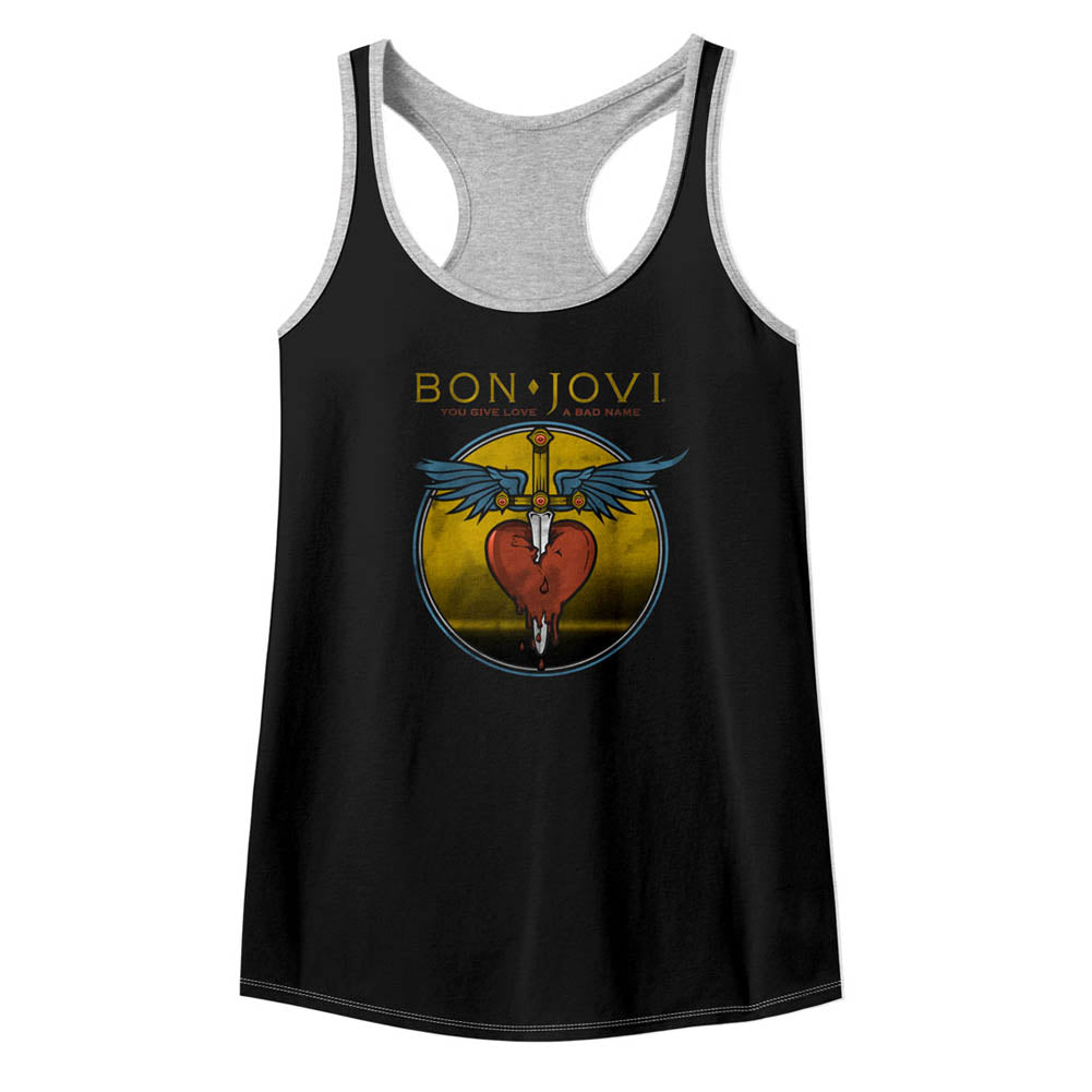 Bon Jovi Bad Name Ladies Color Block Racerback