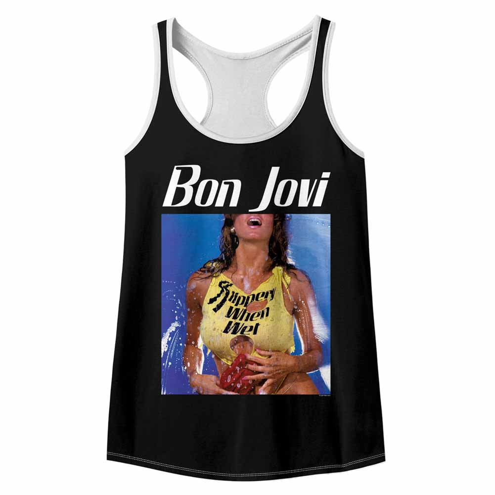 Bon Jovi Bon Slippery Ladies Color Block Racerback