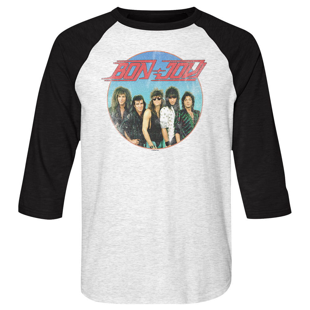 Bon Jovi Vintage Band Shot Adult Raglan