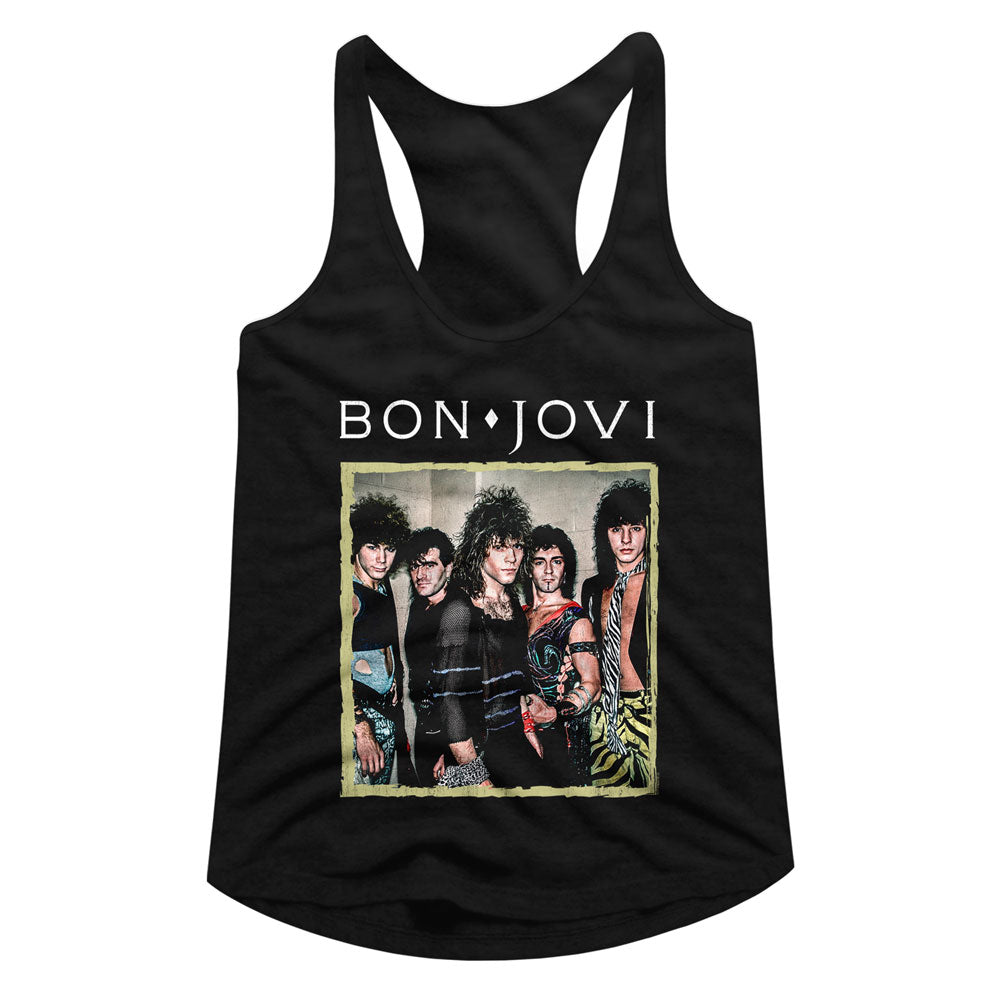 Bon Jovi Retro Frame Ladies Racerback