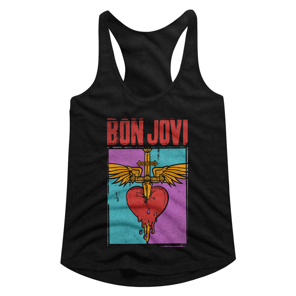 Bon Jovi Heart And Dagger Ladies Racerback