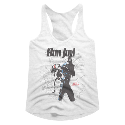 Bon Jovi Jersey Map Ladies Racerback