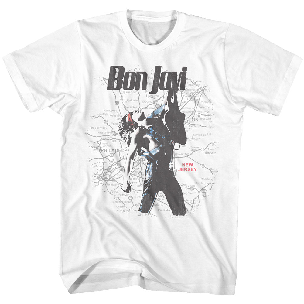 Bon Jovi Jersey Map Adult T-Shirt