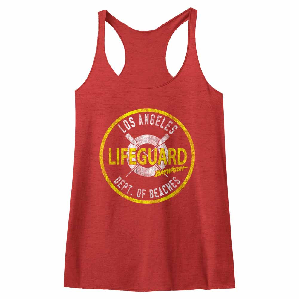 Baywatch Floatie Ladies Raw Edge Racerback