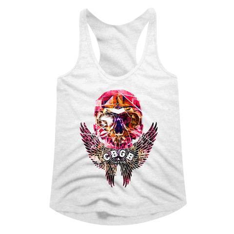 CBGB Faceted Skull Wings Ladies Racerback