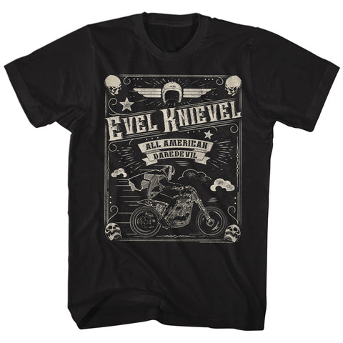 Evel Knievel Skulld Border Men'S T-Shirt