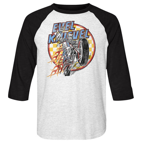 Evel Knievel Checks And Flames Men'S Raglan