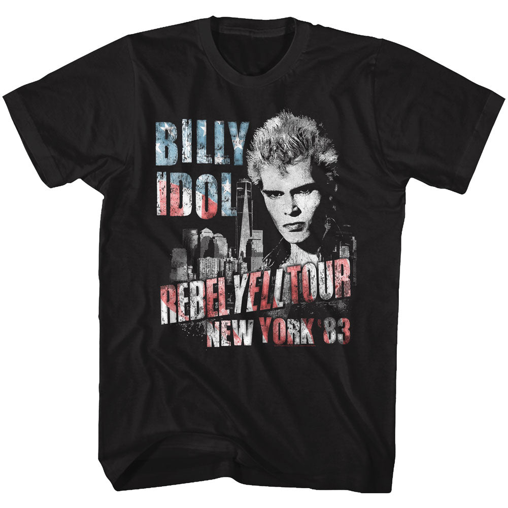 Billy Idol Ny 83 Flag-Ish Adult T-Shirt