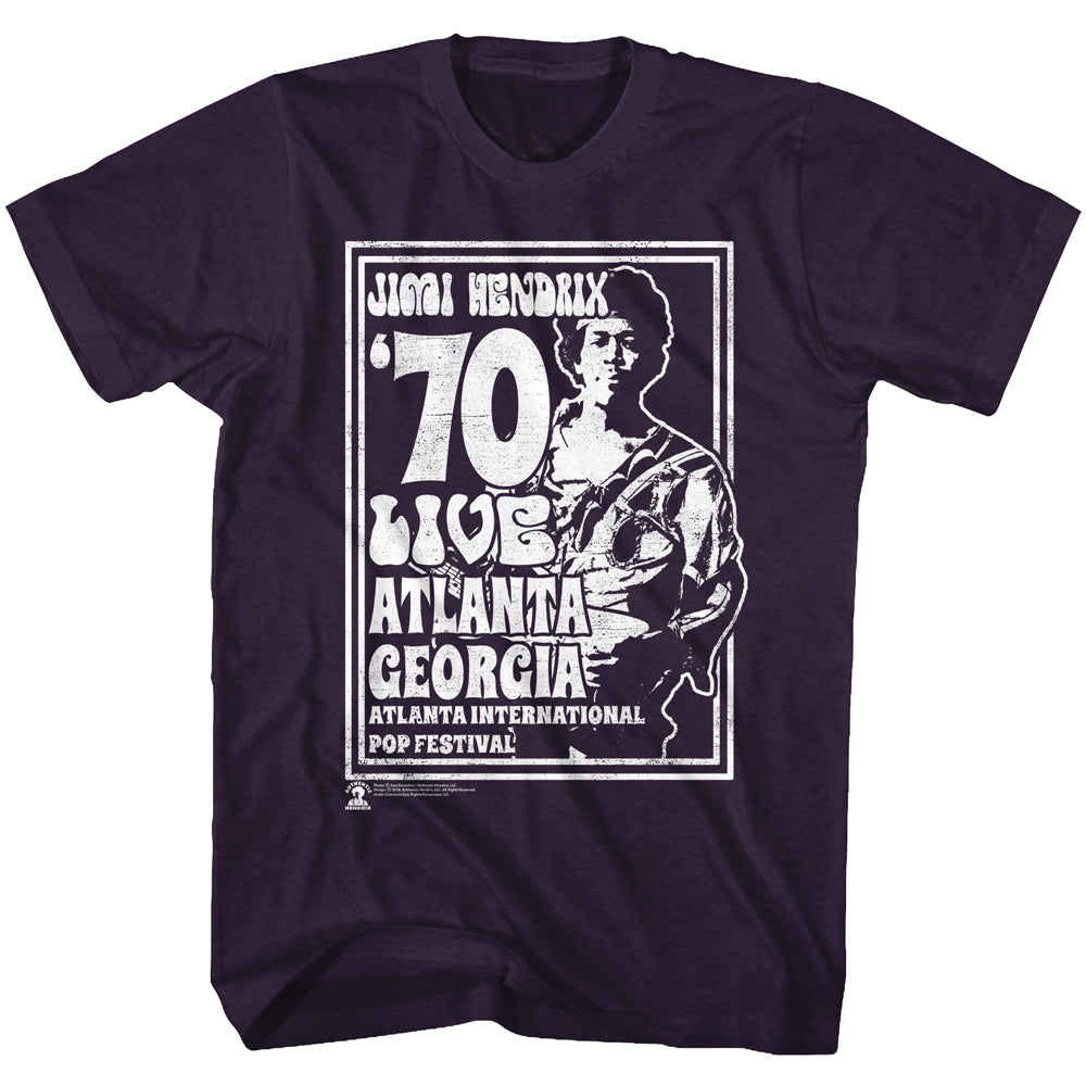Jimi Hendrix Atlanta 70 Adult T-Shirt