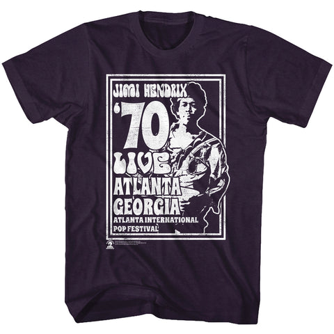 Jimi Hendrix Atlanta 70 Adult T-Shirt
