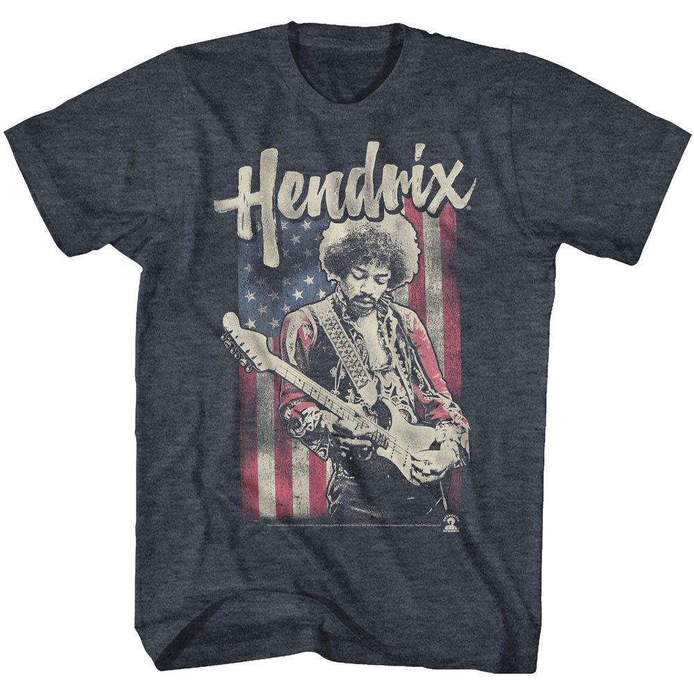 Jimi Hendrix Flag Hendrix Adult T-Shirt