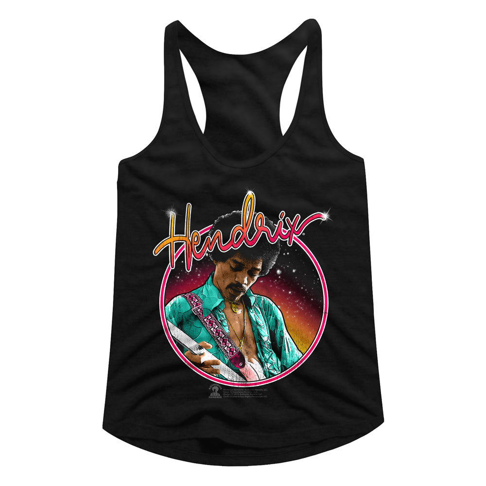 Jimi Hendrix Neon Ladies Racerback