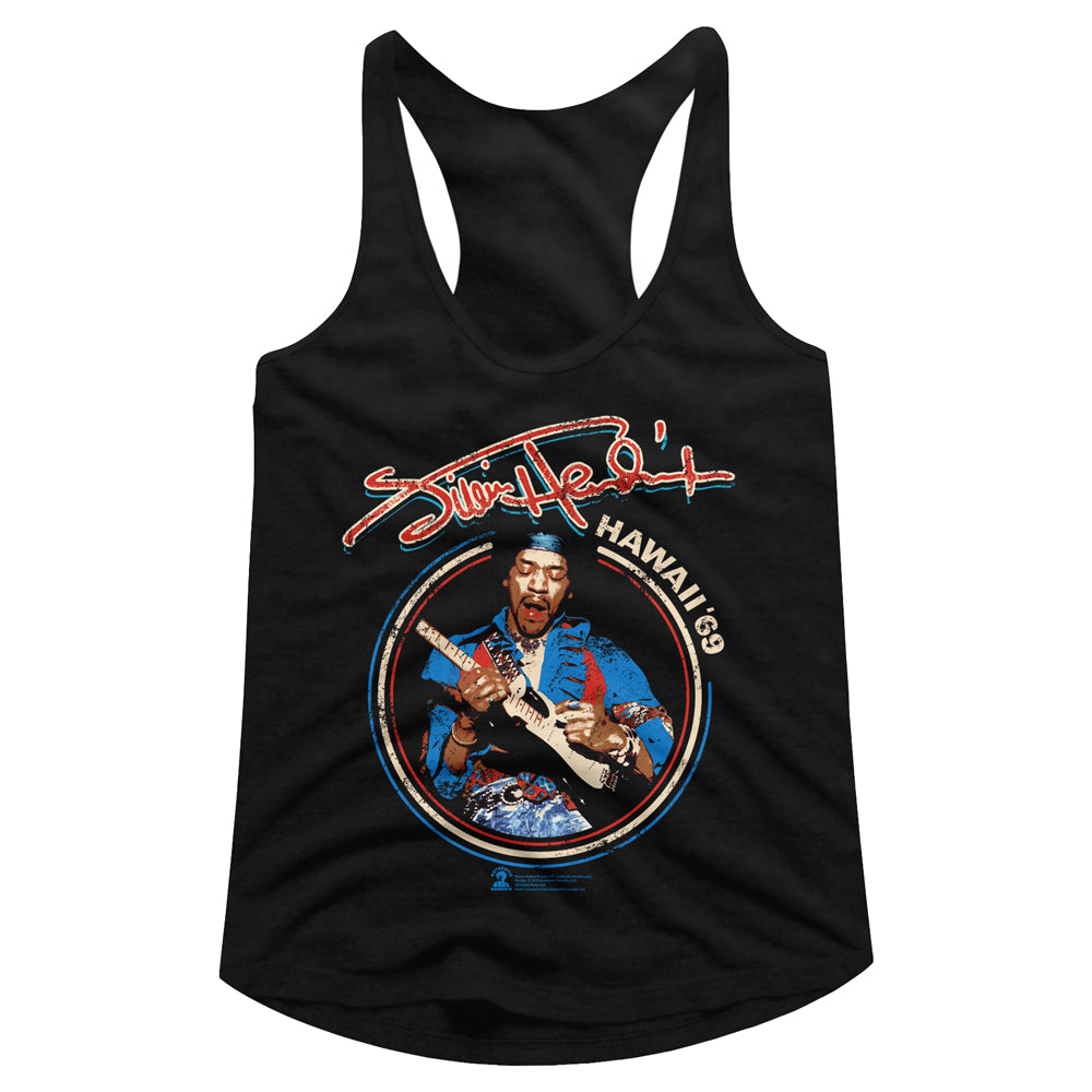 Jimi Hendrix Uk Tour 69 Ladies Racerback