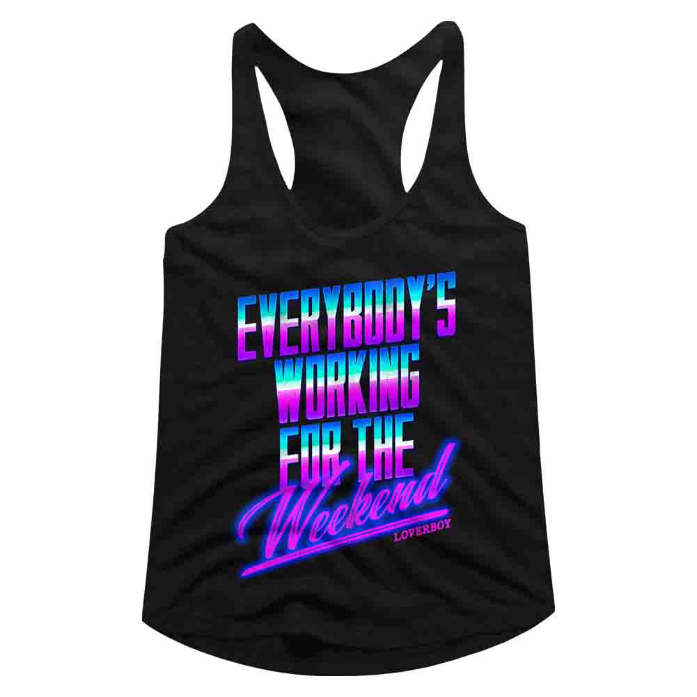 Loverboy Working For The 80S Ladies Racerback