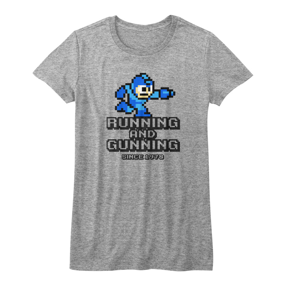 Mega Man Running And Gunning Juniors T-Shirt
