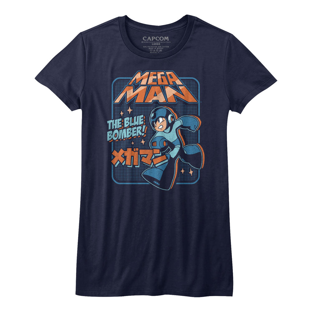 Mega Man Graphic Blu Bomber Juniors T-Shirt