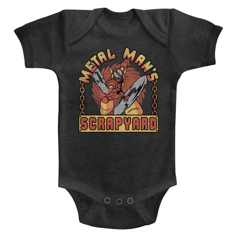 Mega Man Scrapyard Sign Baby Heather Bodysuit