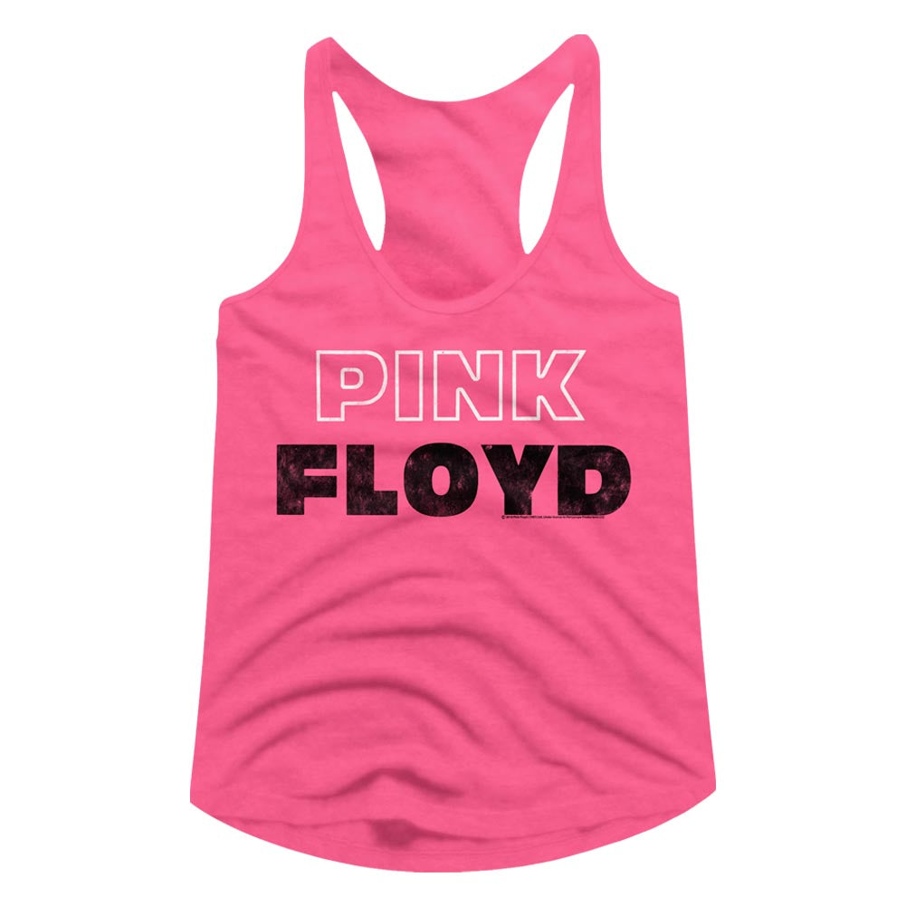 Pink Floyd Pink White Outline Ladies Racerback