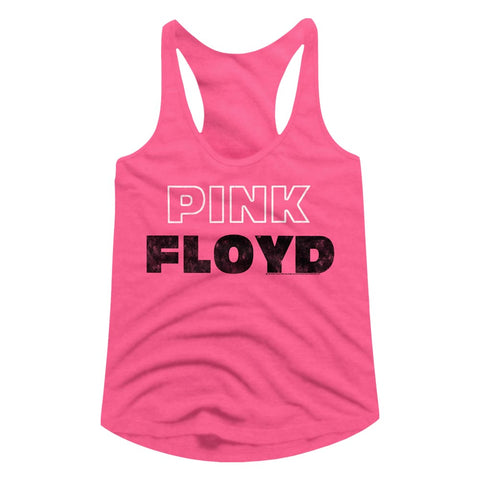 Pink Floyd Pink White Outline Ladies Racerback