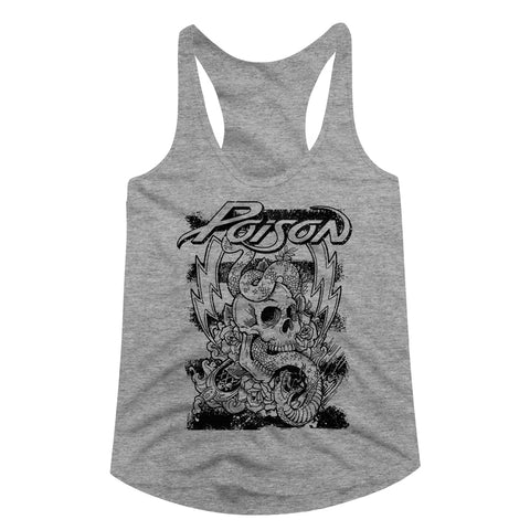 Poison Skull Snake Lightning Ladies Racerback