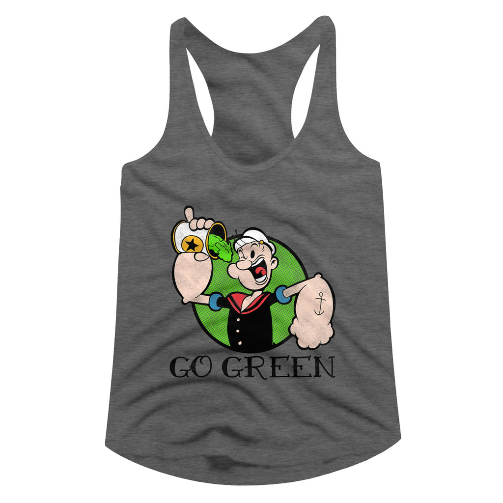 Popeye Go Green Ladies Racerback
