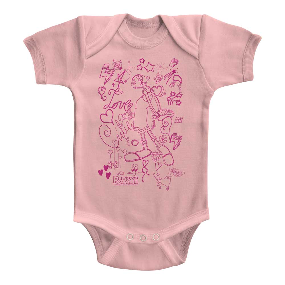 Popeye Love Love Love Baby Bodysuit