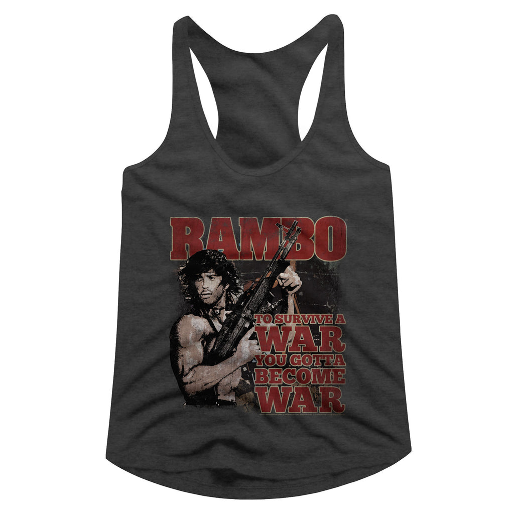 Rambo Become War Ladies Racerback