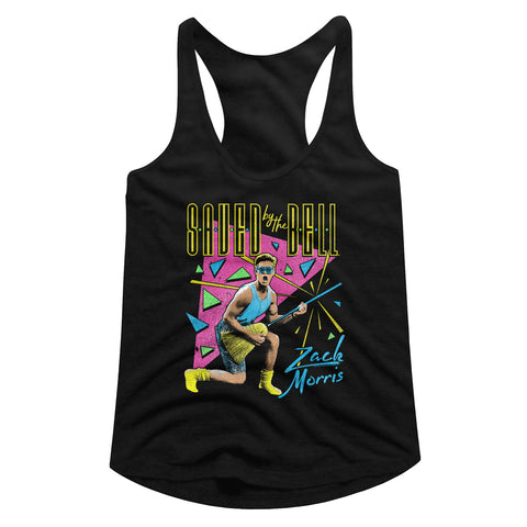 Saved By The Bell Zack Splosion Ladies Racerback