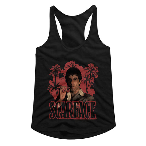 Scarface Red Palms Ladies Racerback