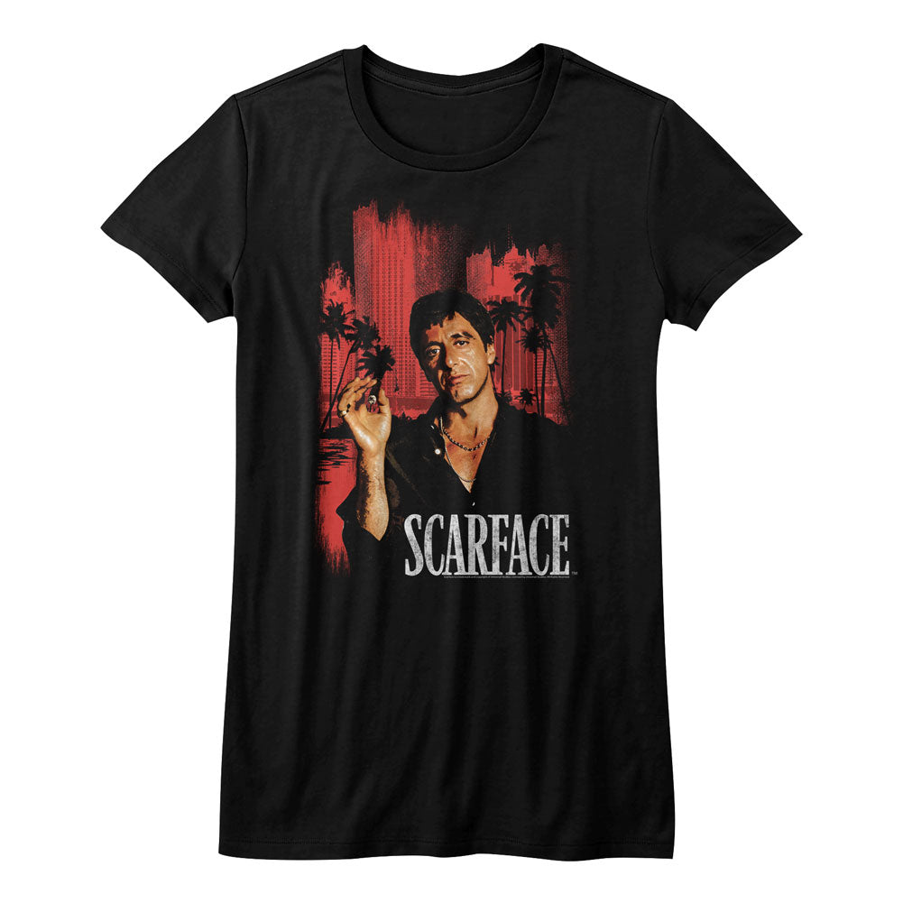 Scarface Red Cityscape Ladies T-Shirt
